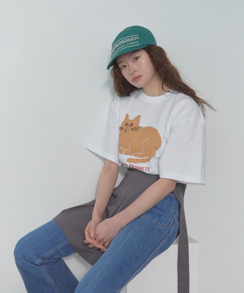 THEATRE PRODUCTS（シアタープロダクツ）の「【THEATRE PRODUCTS ｜ Shiomi Wadaコラボ】プリントTシャツ フラワー/ネコ（Tシャツ/カットソー・レディース・ブラック/ホワイト系2/ブルー/ホワイト・FREE）」の11枚目の写真