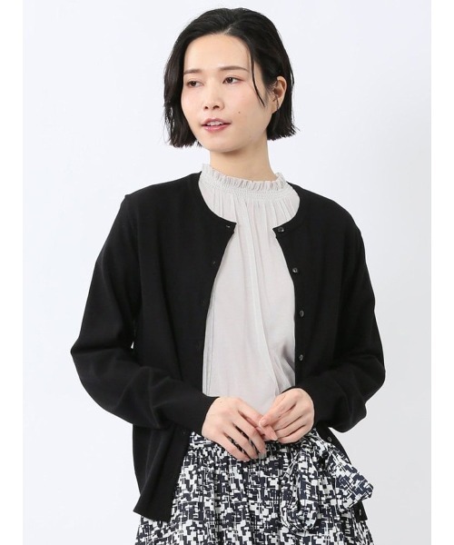m.f.editorial（エムエフエディトリアル）の「【ストレッチ UVカット 静電気防止 アンチピリング ウォッシャブル】m.f.エディトリアル レディース クルー ニットカーディガン（カーディガン/ボレロ・レディース・グレー/ブラック・MEDIUM/LARGE）」の2枚目の写真