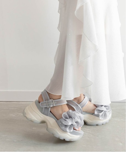 RANDA（ランダ）の「ボリュームフリルスポーツサンダル（サンダル・レディース・ベージュ/アイボリー/ブルー・LL/M/L/S）」の6枚目の写真