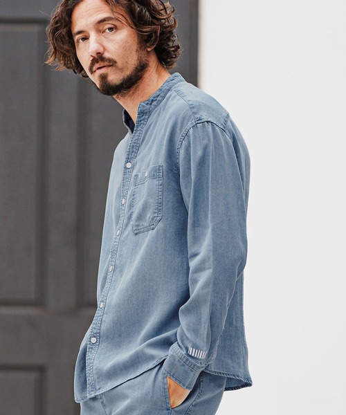 felkod（フィルコッド）の「ms6008- Chambray Band collar Long Sleeve Shirts バンドカラーシャツ（シャツ/ブラウス・メンズ・ライトブルー/インディゴブルー・S/L/M）」の5枚目の写真