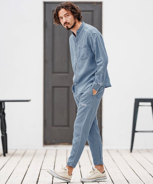 felkod（フィルコッド）の「ms6008- Chambray Band collar Long Sleeve Shirts バンドカラーシャツ（シャツ/ブラウス・メンズ・ライトブルー/インディゴブルー・S/L/M）」の7枚目の写真