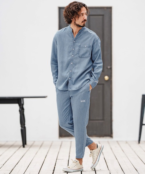 felkod（フィルコッド）の「ms6008- Chambray Band collar Long Sleeve Shirts バンドカラーシャツ（シャツ/ブラウス・メンズ・ライトブルー/インディゴブルー・S/L/M）」の8枚目の写真