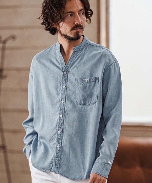 felkod（フィルコッド）の「ms6008- Chambray Band collar Long Sleeve Shirts バンドカラーシャツ（シャツ/ブラウス・メンズ・ライトブルー/インディゴブルー・S/L/M）」の10枚目の写真