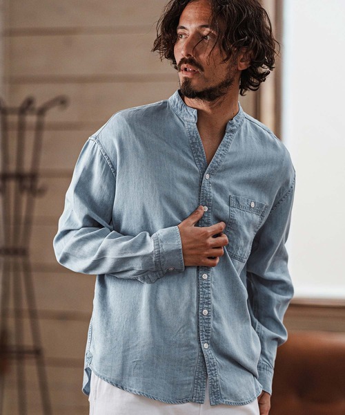 felkod（フィルコッド）の「ms6008- Chambray Band collar Long Sleeve Shirts バンドカラーシャツ（シャツ/ブラウス・メンズ・ライトブルー/インディゴブルー・S/L/M）」の11枚目の写真
