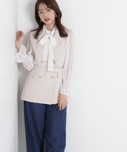 PROPORTION BODY DRESSING（プロポーションボディドレッシング）の「リボン付き楊柳ブラウス / 1215110309（シャツ/ブラウス・レディース・ベージュ/ライトグリーン/ホワイト・SMALL/MEDIUM）」の11枚目の写真