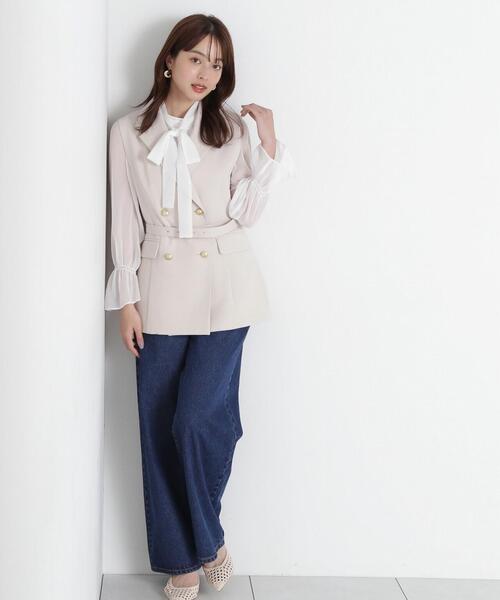 PROPORTION BODY DRESSING（プロポーションボディドレッシング）の「リボン付き楊柳ブラウス / 1215110309（シャツ/ブラウス・レディース・ベージュ/ライトグリーン/ホワイト・SMALL/MEDIUM）」の12枚目の写真