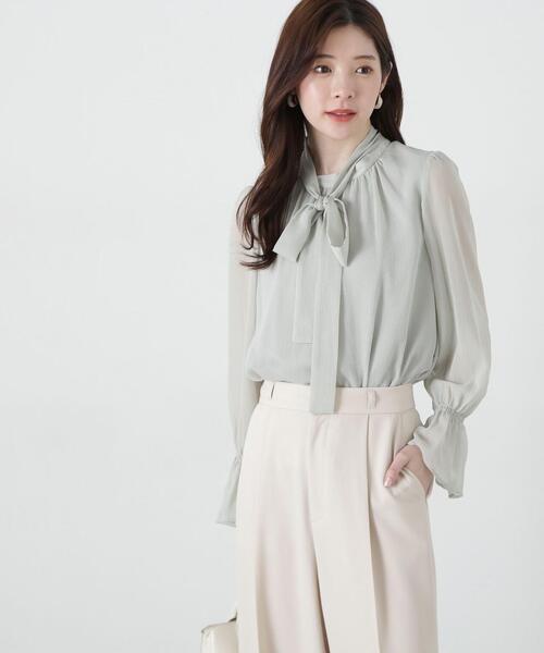 PROPORTION BODY DRESSING（プロポーションボディドレッシング）の「リボン付き楊柳ブラウス / 1215110309（シャツ/ブラウス・レディース・ベージュ/ライトグリーン/ホワイト・SMALL/MEDIUM）」の7枚目の写真