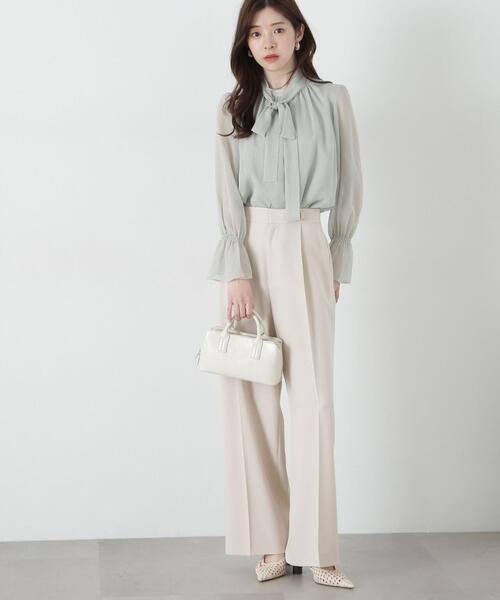 PROPORTION BODY DRESSING（プロポーションボディドレッシング）の「リボン付き楊柳ブラウス / 1215110309（シャツ/ブラウス・レディース・ベージュ/ライトグリーン/ホワイト・SMALL/MEDIUM）」の8枚目の写真