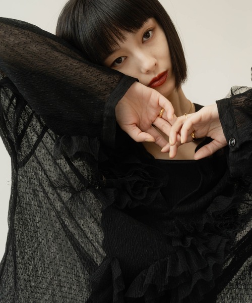 Knuth Marf✴︎透け感有 ジャガード trad volume blouse