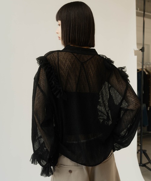 Knuth Marf（クヌースマーフ）の「tulle design blouse（シャツ/ブラウス・レディース・ブラック/ホワイト・FREE）」の6枚目の写真