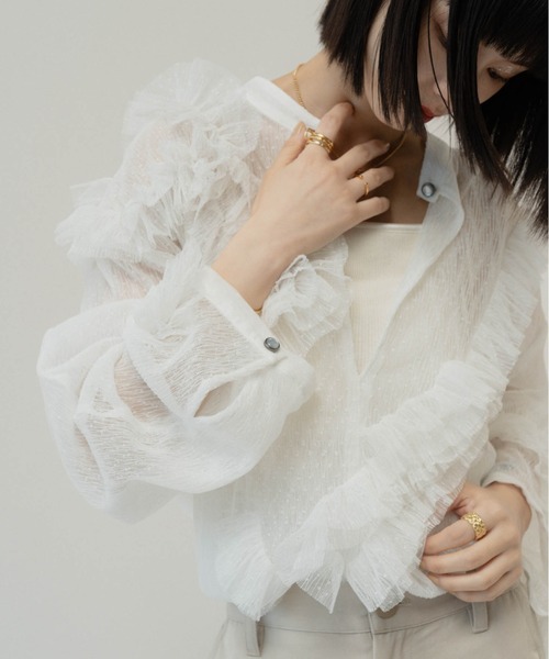 Knuth Marf（クヌースマーフ）の「tulle design blouse（シャツ/ブラウス・レディース・ブラック/ホワイト・FREE）」の15枚目の写真