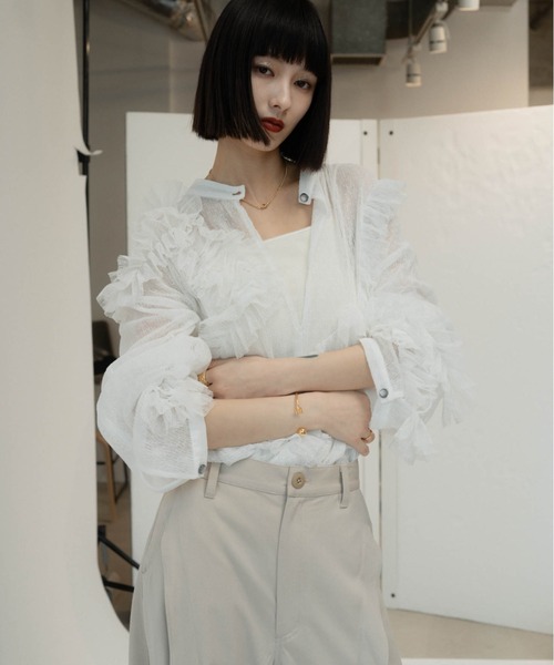 Knuth Marf（クヌースマーフ）の「tulle design blouse（シャツ/ブラウス・レディース・ブラック/ホワイト・FREE）」の10枚目の写真