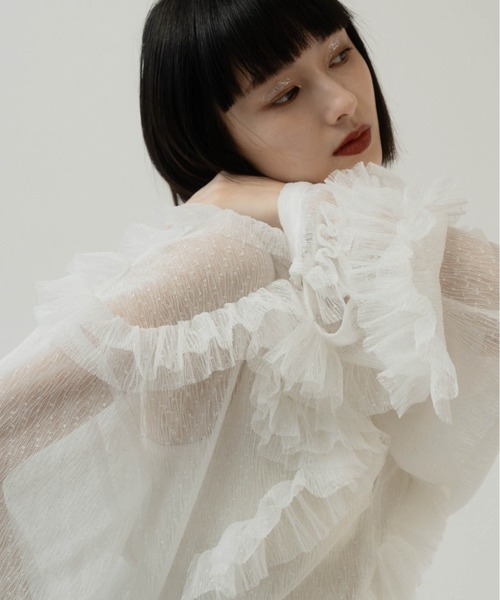Knuth Marf✴︎透け感有 ジャガード trad volume blouse