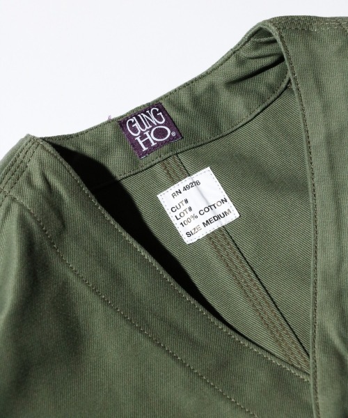 GUNG HO(ガンホー)の「GUNG HO / ガンホー THE EXPEDITION JACKET エクスペディションジャケット エンジニアジャケット ファティーグジャケット コットンバックサテン(ブルゾン・メンズ・オリーブ/ブラック・MEDIUM/LARGE/SMALL/X-LARGE)」の8枚目の写真
