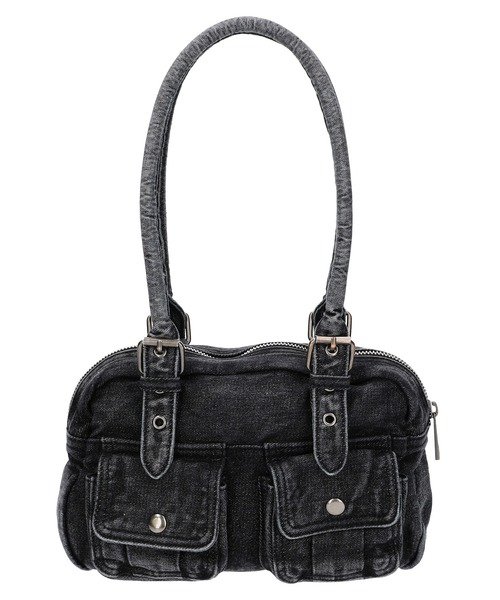 x-girl ダブルポケットハンドバッグ DOUBLE POCKET FAUX LEATHER HAND BAG（ハンドバッグ）｜X-girl