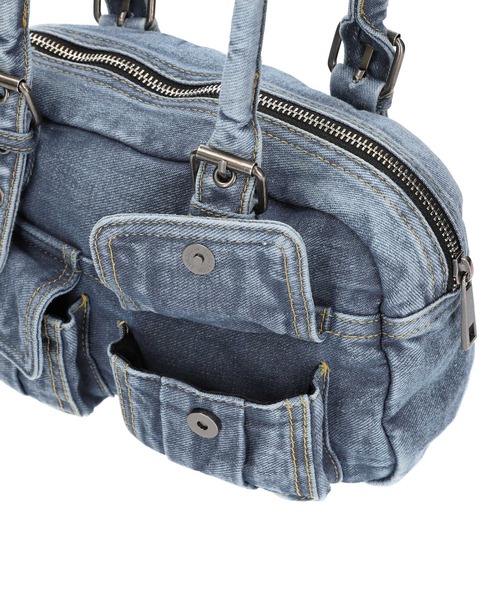 FRAY PATCH LOGO DENIM HANDBAG（ハンドバッグ）｜X-girl