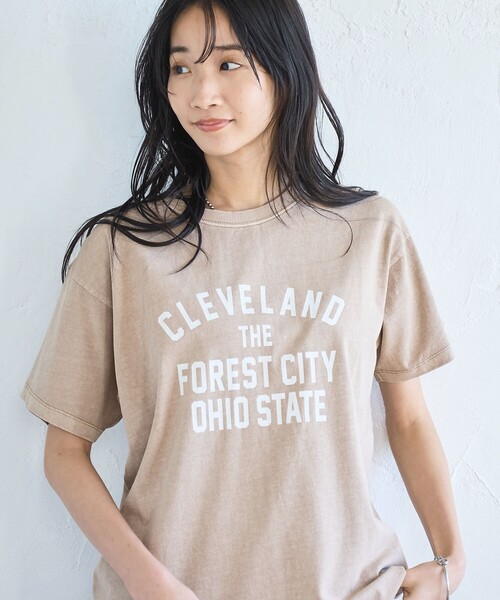 coen(コーエン)の「ピグメントロゴアソートコンパクトTシャツ(Tシャツ/カットソー・レディース・オフホワイト/ライトピンク/ダークグレー/ベージュ・M/L)」の3枚目の写真