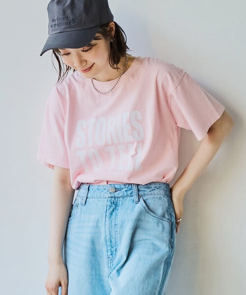 coen（コーエン）の「ピグメントロゴアソートコンパクトTシャツ（Tシャツ/カットソー・レディース・オフホワイト/ライトピンク/ダークグレー/ベージュ・M/L）」の4枚目の写真