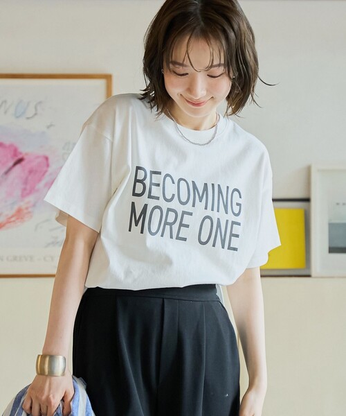 coen(コーエン)の「ピグメントロゴアソートコンパクトTシャツ(Tシャツ/カットソー・レディース・オフホワイト/ライトピンク/ダークグレー/ベージュ・M/L)」の1枚目の写真