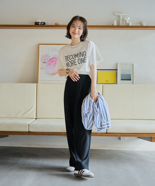 coen（コーエン）の「ピグメントロゴアソートコンパクトTシャツ（Tシャツ/カットソー・レディース・オフホワイト/ライトピンク/ダークグレー/ベージュ・M/L）」の19枚目の写真