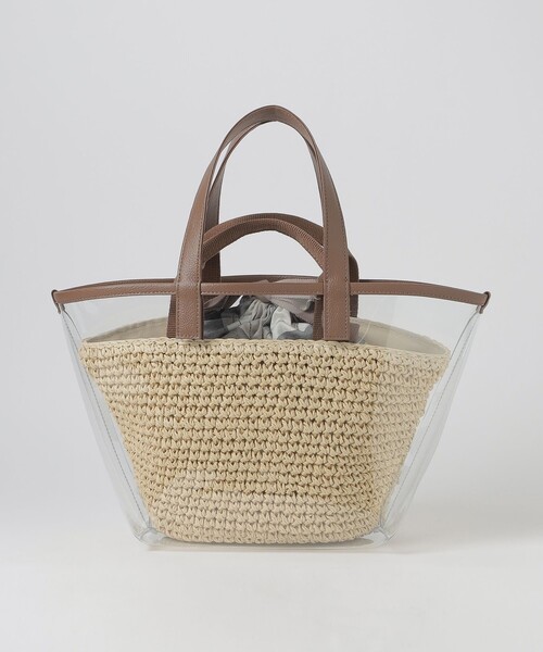 BLUE LABEL CRESTBRIDGE(ブルーレーベルクレストブリッジ)の「クリアPVC×ペーパートート(トートバッグ・レディース・ブラック/ホワイト・FREE)」の6枚目の写真