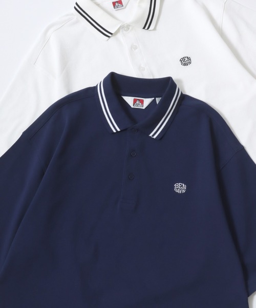 BEN DAVIS(ベンデイビス)の「BEN DAVIS/ベンデイビス ELLIPSE EMB POLO SHIRT/オーバーサイズ カノコ ロゴ ワンポイント刺繍 襟ライン 半袖ポロシャツ/レディース メンズ(ポロシャツ・メンズ・サンドベージュ/ネイビー/ブラック/オフホワイト・M/L/XL)」の4枚目の写真