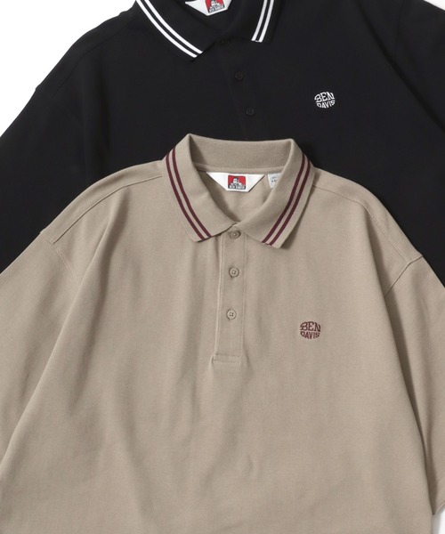 BEN DAVIS(ベンデイビス)の「BEN DAVIS/ベンデイビス ELLIPSE EMB POLO SHIRT/オーバーサイズ カノコ ロゴ ワンポイント刺繍 襟ライン 半袖ポロシャツ/レディース メンズ(ポロシャツ・メンズ・サンドベージュ/ネイビー/ブラック/オフホワイト・M/L/XL)」の3枚目の写真