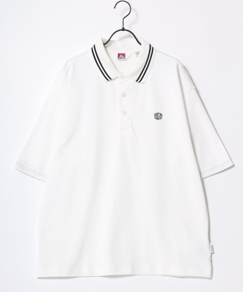 BEN DAVIS(ベンデイビス)の「BEN DAVIS/ベンデイビス ELLIPSE EMB POLO SHIRT/オーバーサイズ カノコ ロゴ ワンポイント刺繍 襟ライン 半袖ポロシャツ/レディース メンズ(ポロシャツ・メンズ・サンドベージュ/ネイビー/ブラック/オフホワイト・M/L/XL)」の9枚目の写真