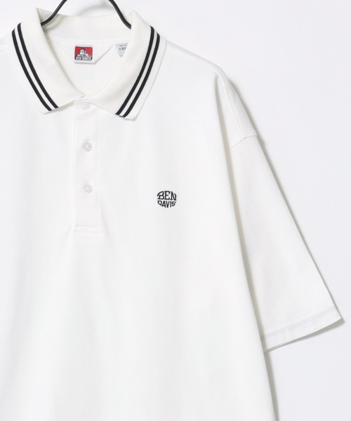 BEN DAVIS(ベンデイビス)の「BEN DAVIS/ベンデイビス ELLIPSE EMB POLO SHIRT/オーバーサイズ カノコ ロゴ ワンポイント刺繍 襟ライン 半袖ポロシャツ/レディース メンズ(ポロシャツ・メンズ・サンドベージュ/ネイビー/ブラック/オフホワイト・M/L/XL)」の5枚目の写真