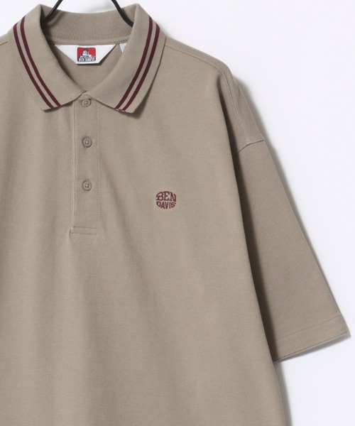 BEN DAVIS(ベンデイビス)の「BEN DAVIS/ベンデイビス ELLIPSE EMB POLO SHIRT/オーバーサイズ カノコ ロゴ ワンポイント刺繍 襟ライン 半袖ポロシャツ/レディース メンズ(ポロシャツ・メンズ・サンドベージュ/ネイビー/ブラック/オフホワイト・M/L/XL)」の7枚目の写真