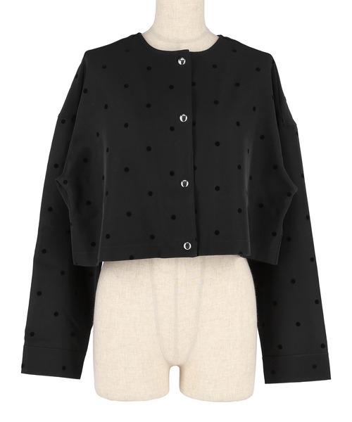 coca（coca）（コカ）の「フロッキードットジャケット（ブルゾン・レディース・ブラック・S/L/M）」の16枚目の写真