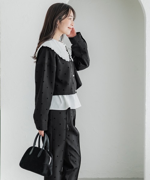 セール】フロッキードットジャケット（ブルゾン）｜coca（coca）（コカ