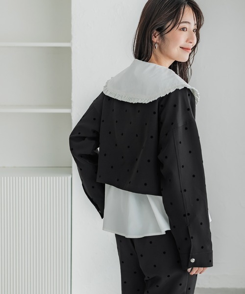 coca（coca）（コカ）の「フロッキードットジャケット（ブルゾン・レディース・ブラック・S/L/M）」の9枚目の写真
