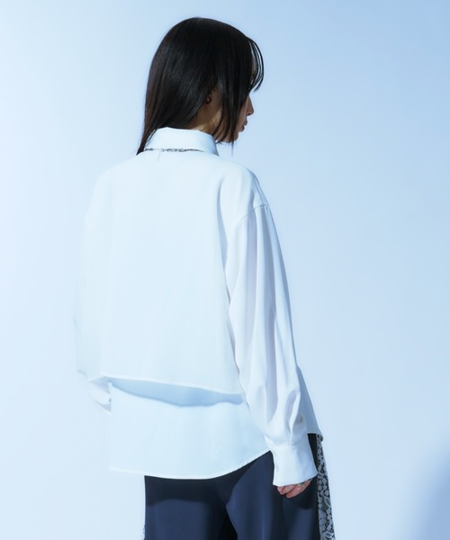 Ellno Loset（エルノロゼット）の「シアーフラシレイヤードシャツ（シャツ/ブラウス・メンズ・オフホワイト/ブラック・MEDIUM/SMALL/LARGE）」の9枚目の写真
