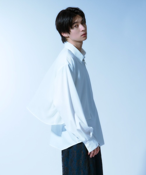 Ellno Loset（エルノロゼット）の「シアーフラシレイヤードシャツ（シャツ/ブラウス・メンズ・オフホワイト/ブラック・MEDIUM/SMALL/LARGE）」の14枚目の写真