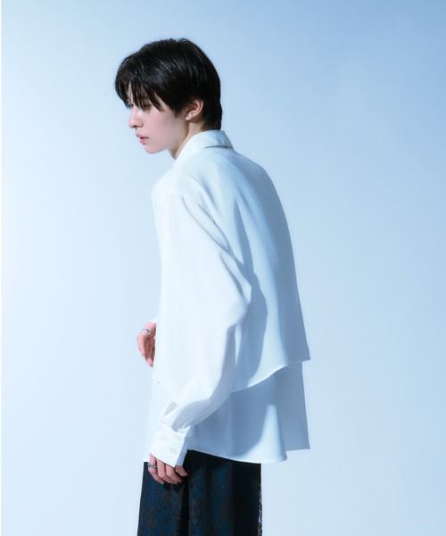 Ellno Loset（エルノロゼット）の「シアーフラシレイヤードシャツ（シャツ/ブラウス・メンズ・オフホワイト/ブラック・MEDIUM/SMALL/LARGE）」の16枚目の写真