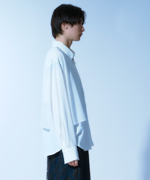 Ellno Loset（エルノロゼット）の「シアーフラシレイヤードシャツ（シャツ/ブラウス・メンズ・オフホワイト/ブラック・MEDIUM/SMALL/LARGE）」の22枚目の写真