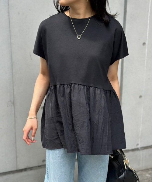 Emma Tayior ブラック　一度着用 セール】バックジップドッキングペプラムプルオーバー（Tシャツ