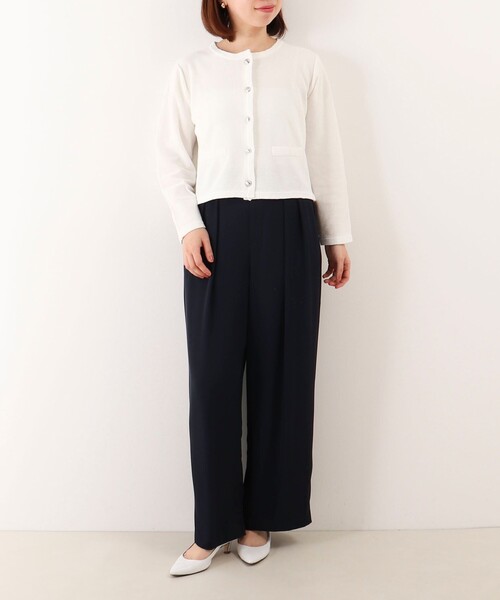 NOLLEY'S LIGHT（ノーリーズライト）の「和紙混ベーシックカーディガン（カーディガン/ボレロ・レディース・オフホワイト/ネイビー・38）」の3枚目の写真