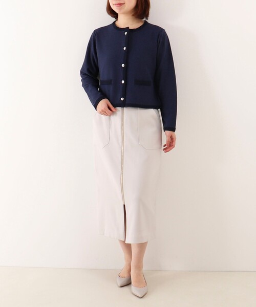 NOLLEY'S LIGHT（ノーリーズライト）の「和紙混ベーシックカーディガン（カーディガン/ボレロ・レディース・オフホワイト/ネイビー・38）」の6枚目の写真