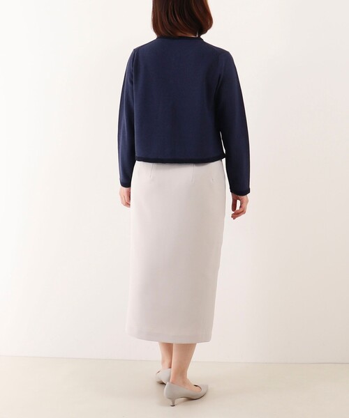 NOLLEY'S LIGHT（ノーリーズライト）の「和紙混ベーシックカーディガン（カーディガン/ボレロ・レディース・オフホワイト/ネイビー・38）」の7枚目の写真