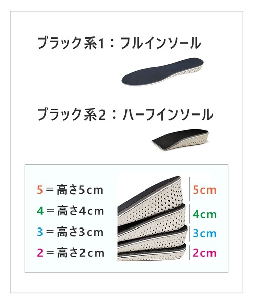 florist(フローリスト)の「【22.5cm~27cm対応】【選べる高さ】低反発シークレットインソール(フル&ハーフ)(インソール/シューズクッション・メンズ・ブラック系1/ブラック系2・3/4/2/5)」の10枚目の写真