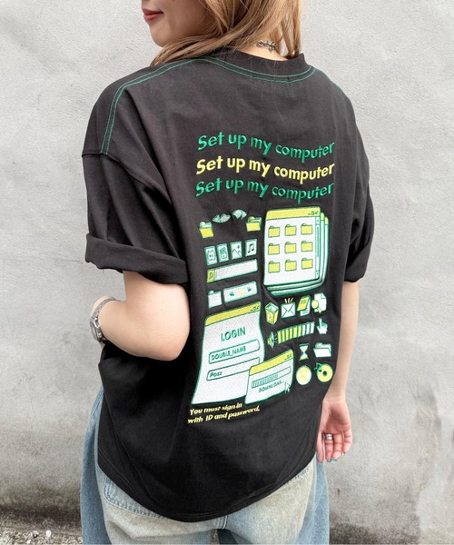 tシャツ Set up my computer BACK刺しゅうTEE レディース Set up my computer BACK刺しゅうTEE（Tシャツ/カットソー