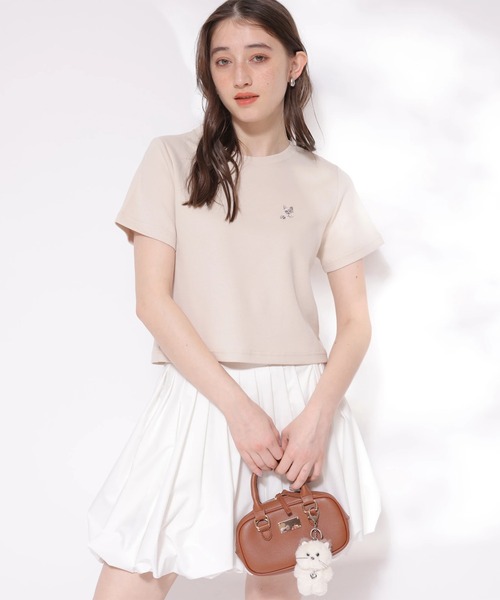 Rirandture(リランドチュール)の「Mimiパール刺繍Tシャツ(Tシャツ/カットソー・レディース・ホワイト/ピンク/ブラック・2)」の3枚目の写真