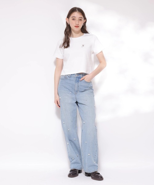 Mimiパール刺繍Tシャツ（Tシャツ/カットソー）｜Rirandture
