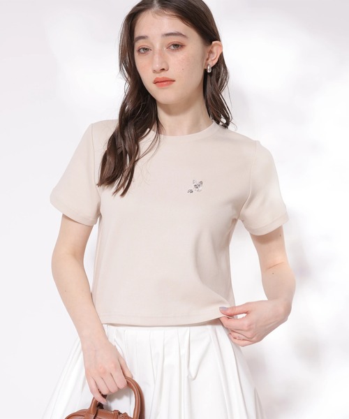 Mimiパール刺繍Tシャツ（Tシャツ/カットソー）｜Rirandture