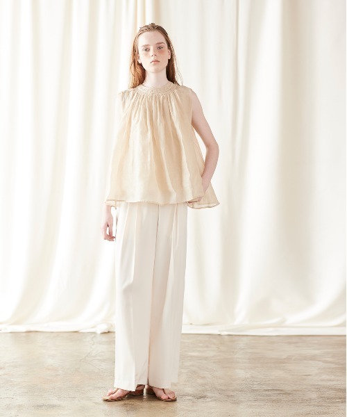 フレアブラウス マリリンムーン セール MARILYN MOON マリリンムーン ブラウス sheer starched cotton lace flare blouse 4261-113 レディース シアー レース フレア シャツ 長袖
