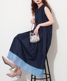 Anna Nicola（アンナニコラ）の「Anna Nicola バイカラーノースリーブタックワンピース（ワンピース）」