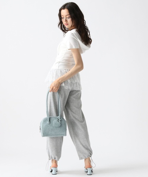 FOREVER 21（フォーエバー トゥエンティーワン）の「【2025SS】フリルレース付きスウェットパンツ（スウェットパンツ・レディース・ブラック/グレー・SMALL/MEDIUM）」の5枚目の写真