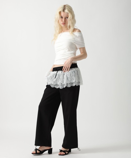 FOREVER 21（フォーエバー トゥエンティーワン）の「【2025SS】フリルレース付きスウェットパンツ（スウェットパンツ・レディース・ブラック/グレー・SMALL/MEDIUM）」の10枚目の写真